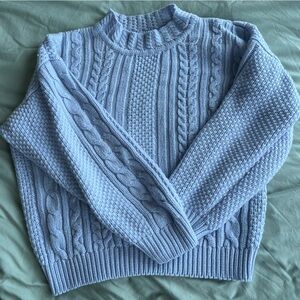 Cozy Blue Cable Knit Sweater